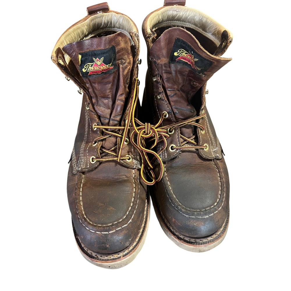 Thorogood Mens 10.5 D American Heritage 6 Moc Toe Work Boots Brown Safety Toe